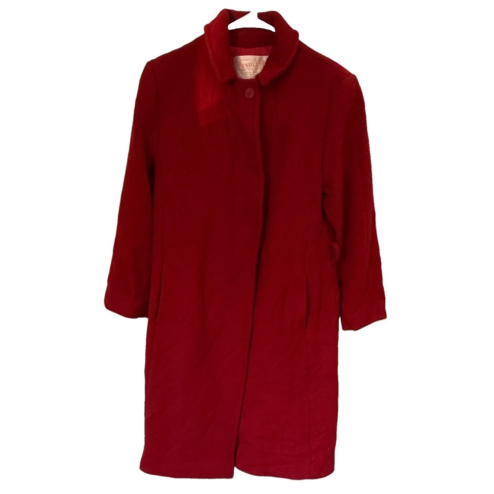 Pendleton Vintage Red Wool Long Coat Size 14 Made In USA